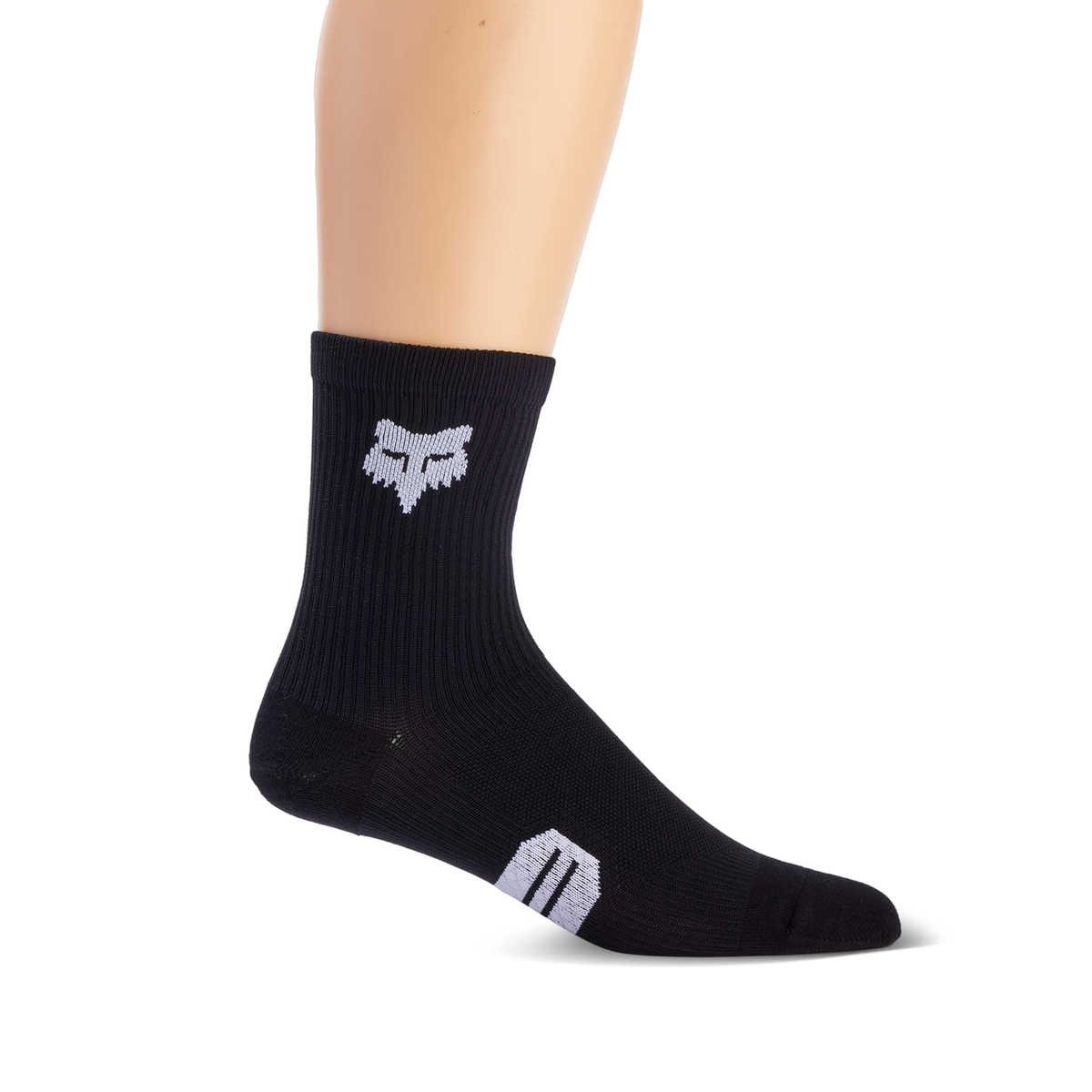 Fox Racing 6-inch Ranger Women's black crew sock with white fox head logo