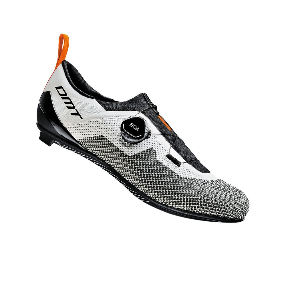 DMT KT4 Tri cycling shoe in white with black mesh and BOA closure system