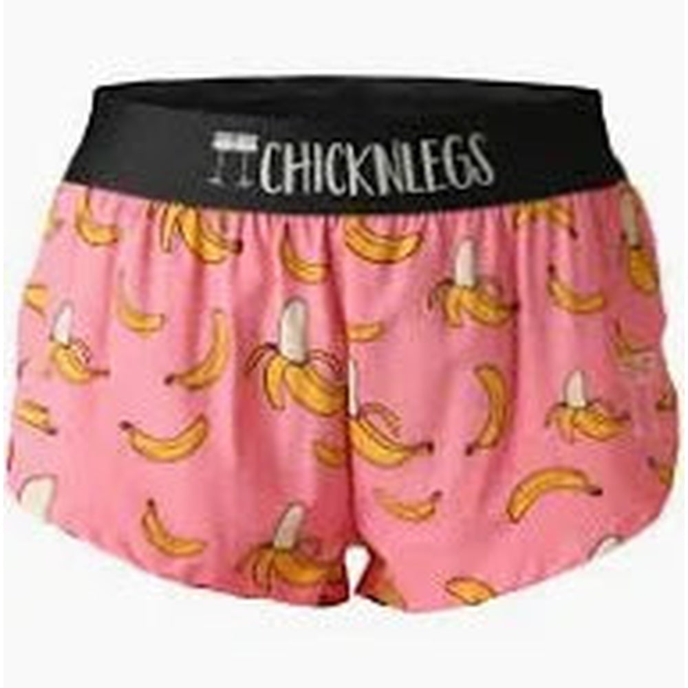 Chicknlegs Women's Pink Bananas 1.5" Split Shorts - XS