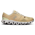 On Cloud X 3 women's running shoe in savannah beige with white CloudTec sole