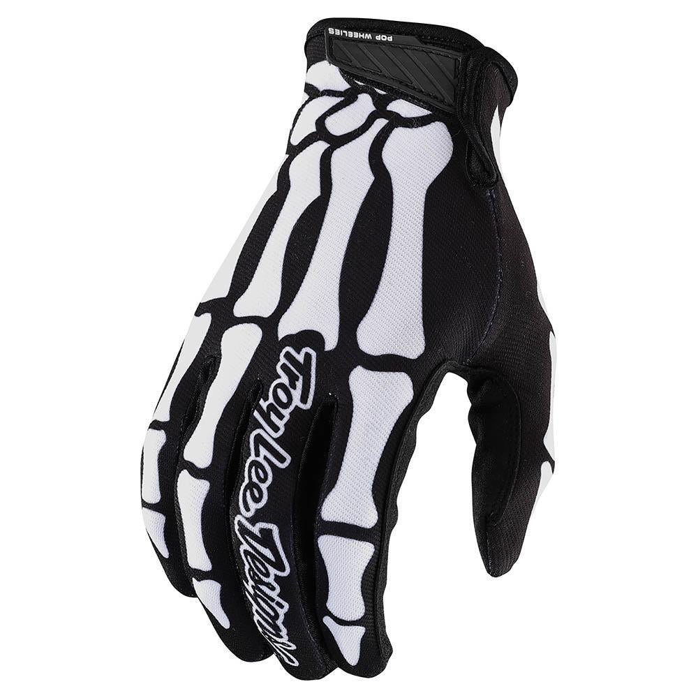 Troy Lee Designs Air glove in black and white skeleton bone graphic pattern