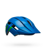 Bell Sidetrack II youth mountain bike helmet in blue with green lightning bolt graphics