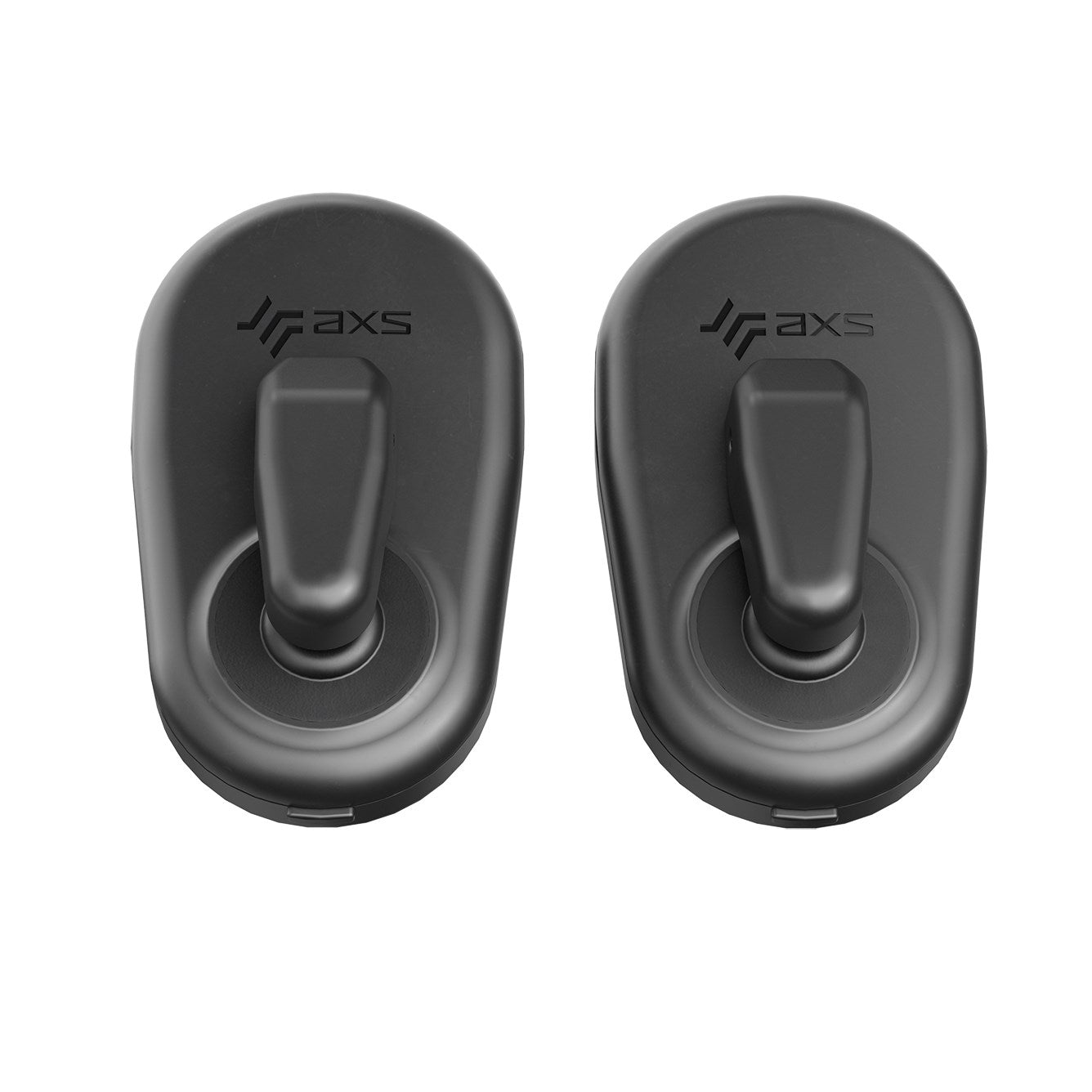 Two black SRAM AXS wireless blips showing oval-shaped design with central buttons