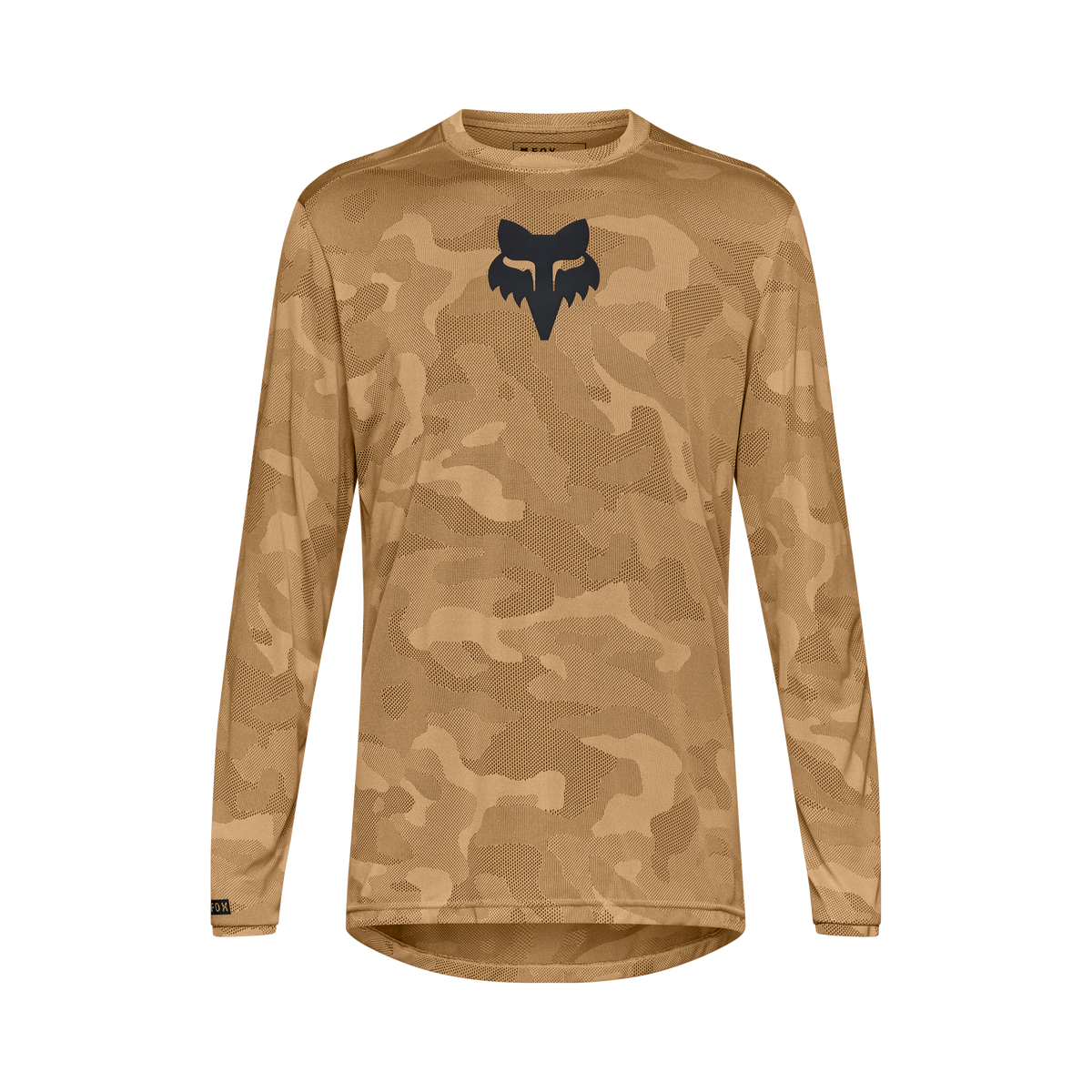 Fox Ranger Long Sleeve Jersey in tan desert camouflage pattern with black Fox head logo