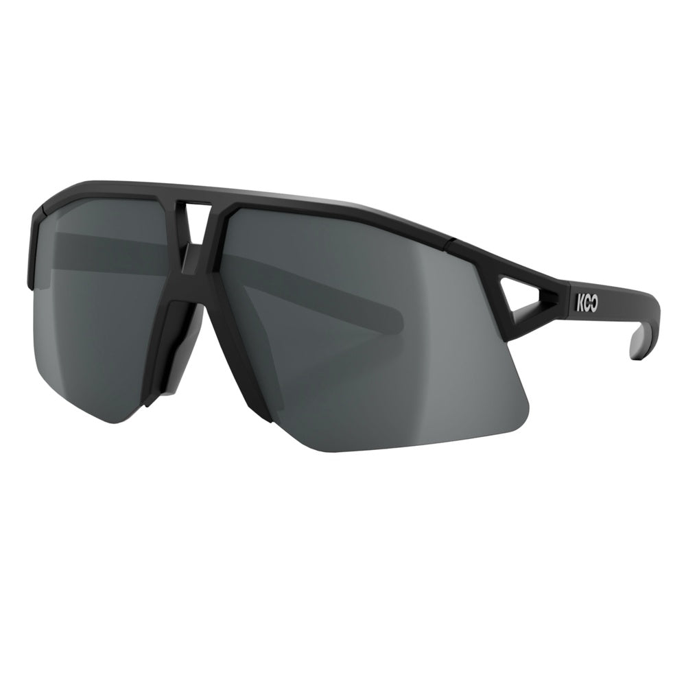 KOO HYPE Black Matt cycling sunglasses with dark lenses on white background