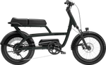 Black Electra Ponto Go electric bike with step-through frame and rear cargo area