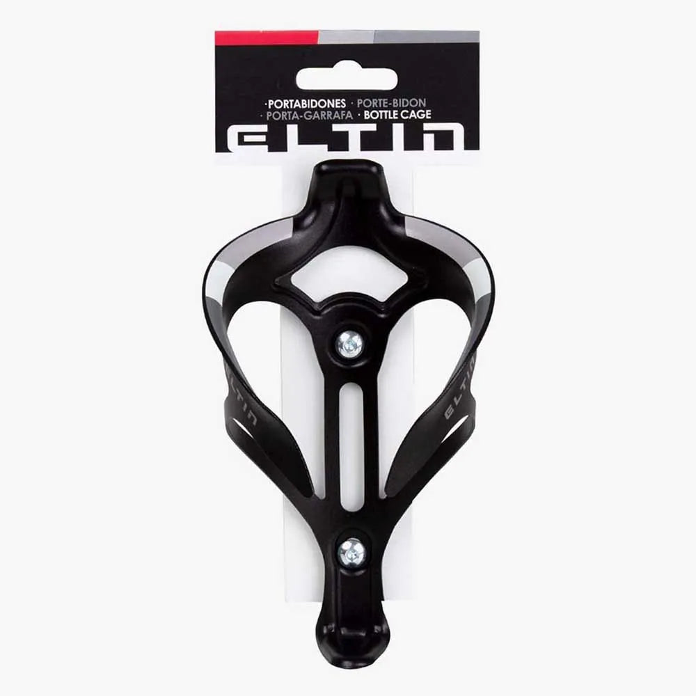 Eltin Blinker black aluminum bicycle bottle cage with professional studio lighting