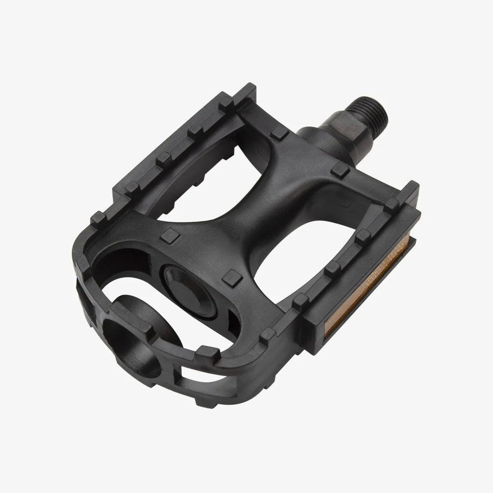 Black Eltin Fibre Pedal with plastic platform and rubber grips on clean background