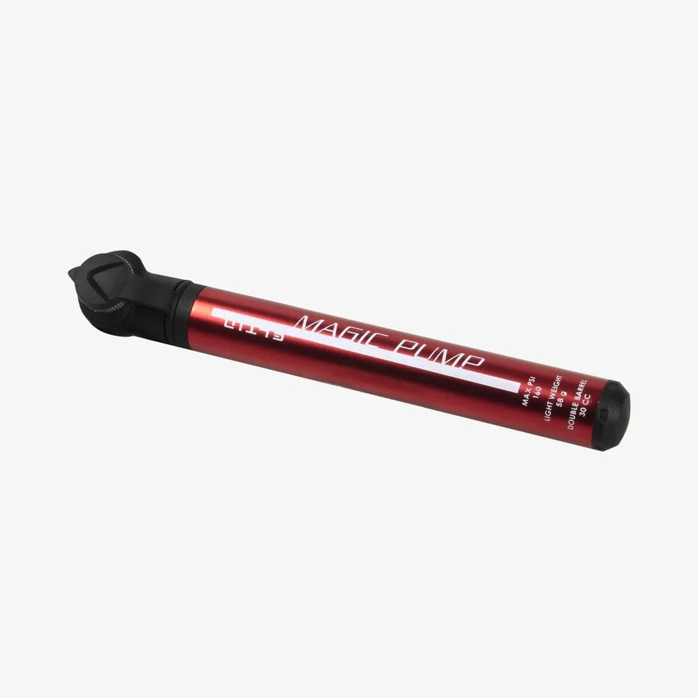 Eltin Magic Pump Red portable bike pump with black handle and red aluminum body