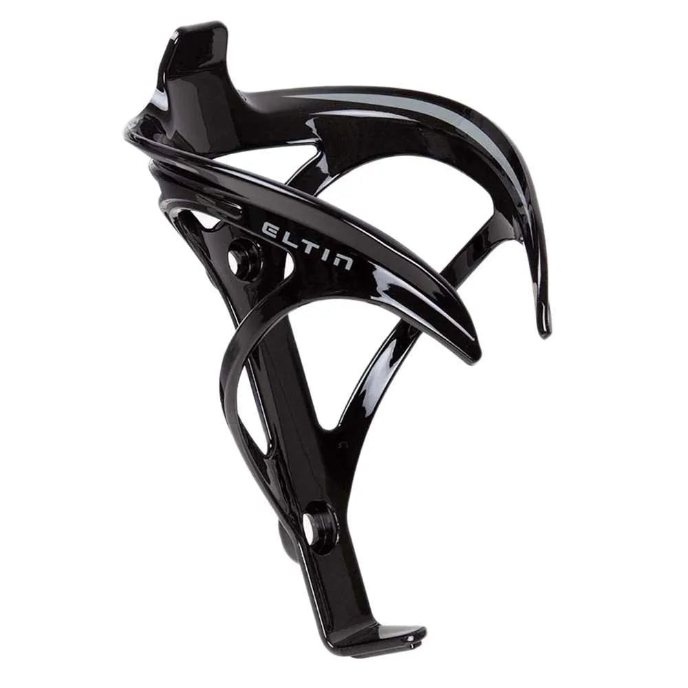 Eltin black bicycle bottle cage with curved design and mounting holes