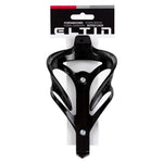 Eltin black bicycle bottle cage with aerodynamic design in retail packaging