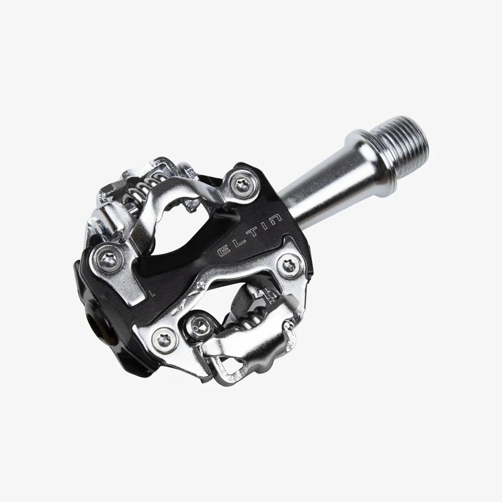 Eltin automatic SPD MTB pedal with black body and silver spindle