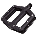 Black Eltin platform bike pedal with metal pins and threaded spindle