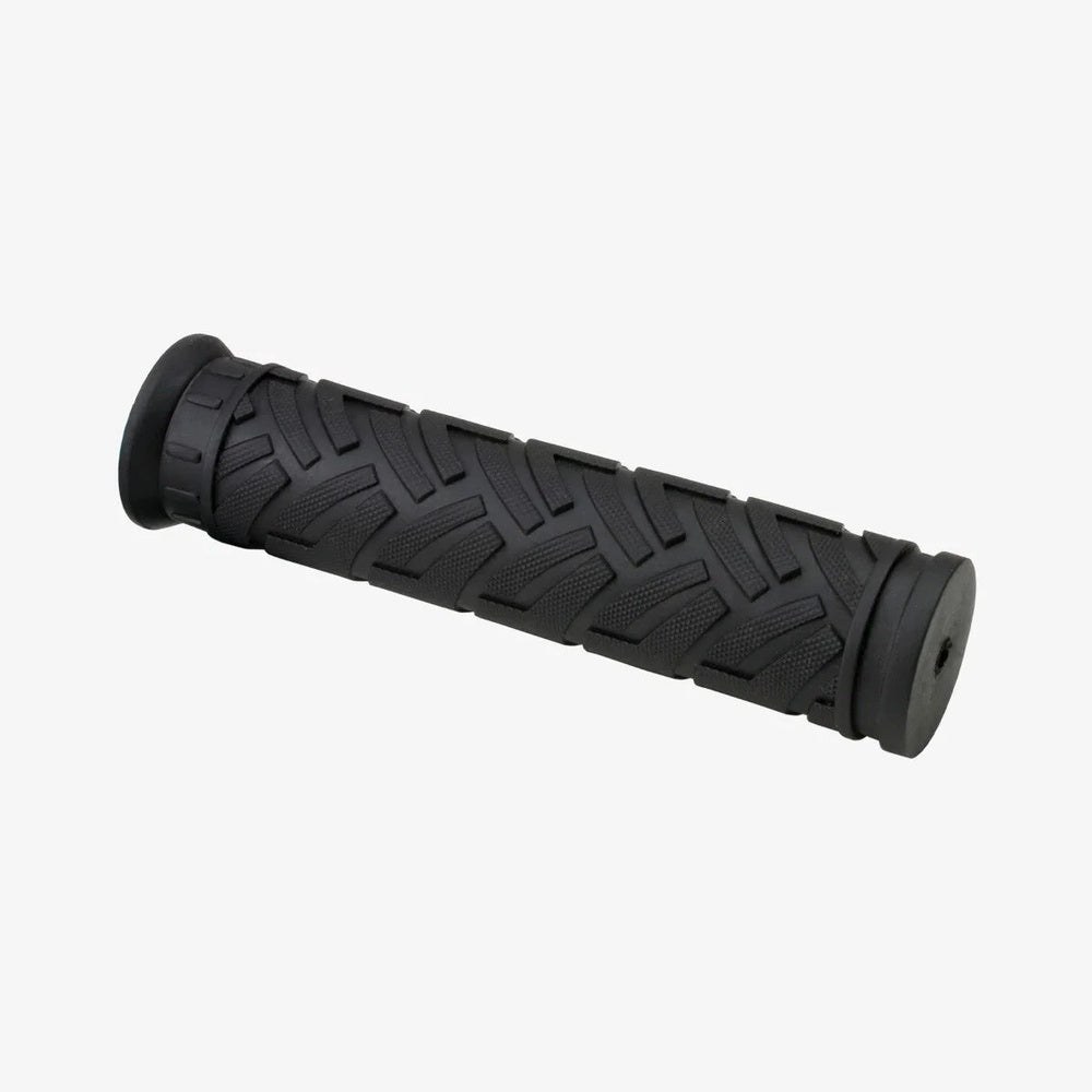 Eltin black rubber bike grip with textured pattern and end caps