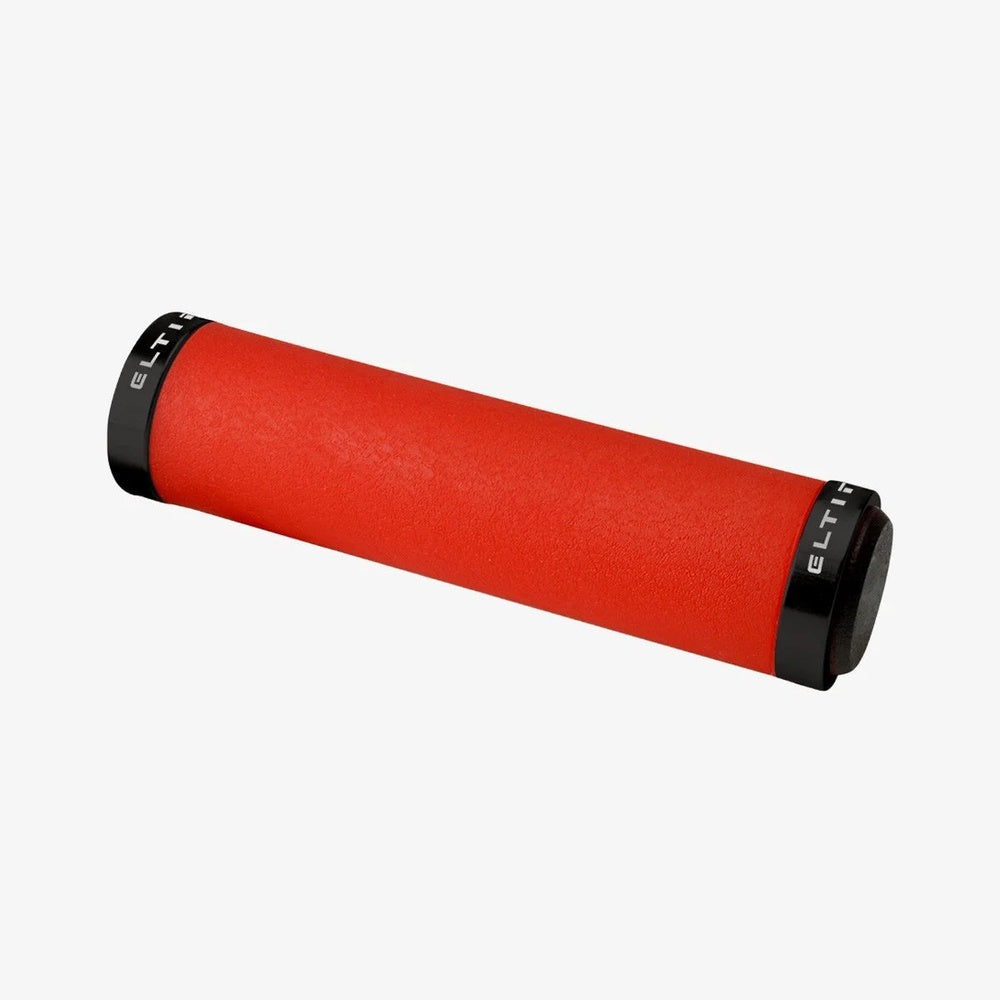 Eltin red silicone foam bicycle handlebar grip with black end caps