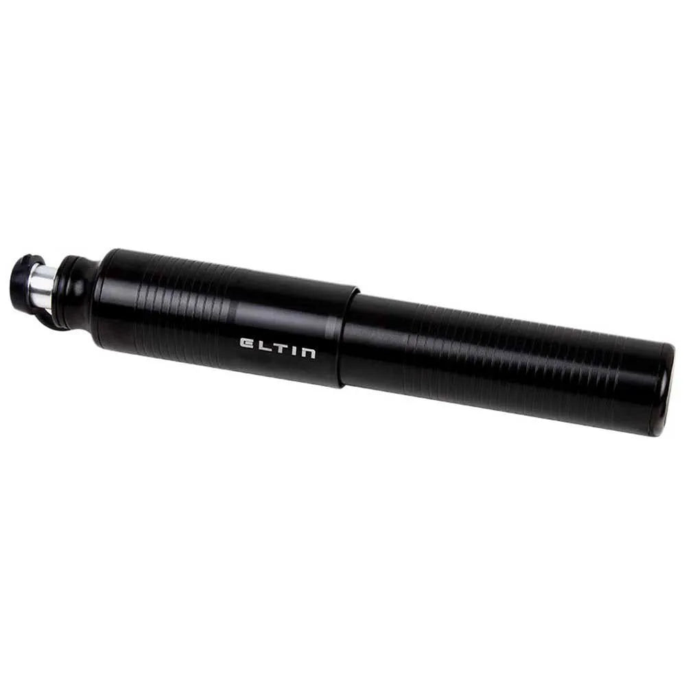 Black Eltin Mini Snake bike pump with professional studio lighting on white background