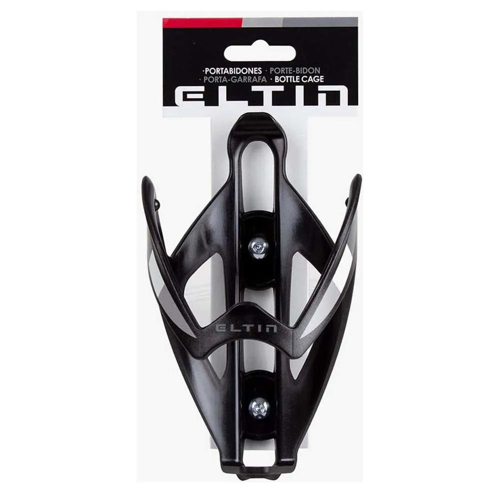 ELTIN Track black bicycle bottle cage in retail packaging