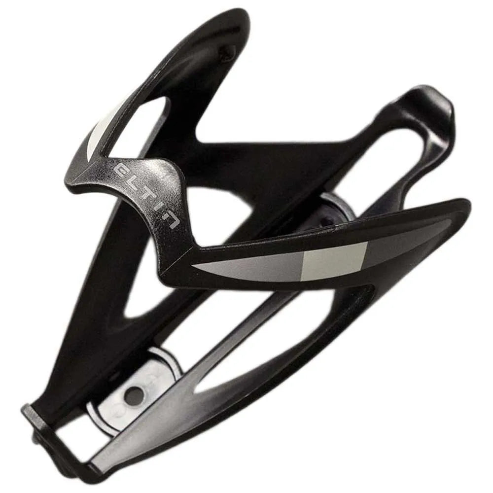 ELTIN Track bottle cage in black with silver accents on white background