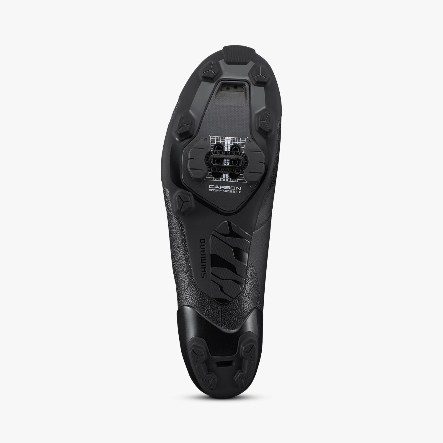 Shimano S-PHYRE SH-RX910 cycling shoe sole view showing black carbon construction and cleat mounting