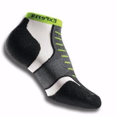 Experia Micro Mini athletic sock in black, white and electric yellow colorway