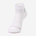Thorlos Experia XSpeed ankle sock in white, front view showing toe box detail