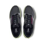 On Cloudsurfer Next men's running shoes in black with lime green accents, top view