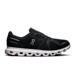 On Cloud 5 men's running shoe in black with white CloudTec midsole, lateral view