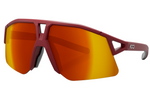 KOO sports sunglasses with dark red matte frame and orange mirror lenses