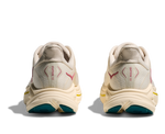Hoka Clifton 10 women's running shoes in birch/alabaster colorway, rear view showing heel design