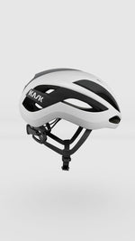 White Kask Elemento cycling helmet with aerodynamic design and black interior padding