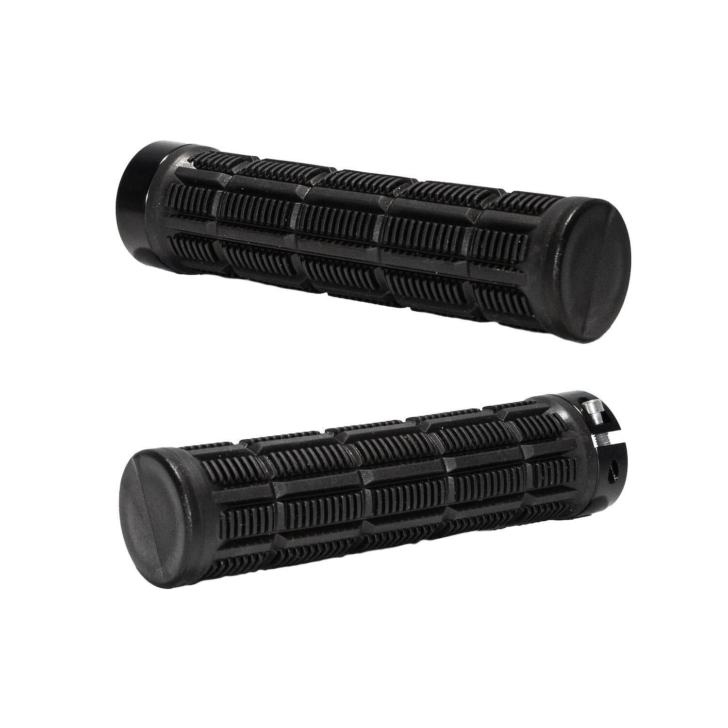 Two black Hi-Line GR2 performance grips with textured surface on white background