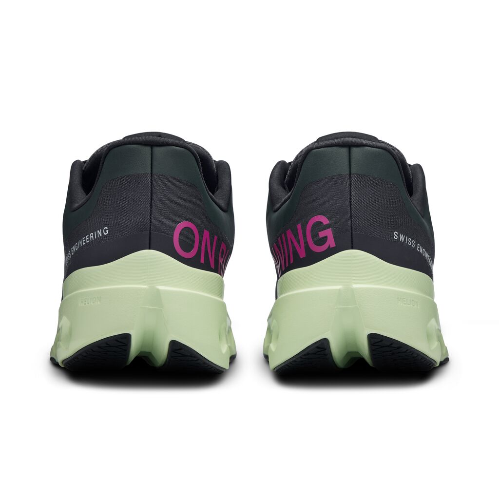 On Cloudsurfer Next men's running shoes in black with lime green sole
