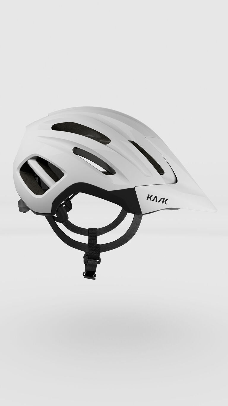 KASK Caipi white cycling helmet with ventilation slots on clean background