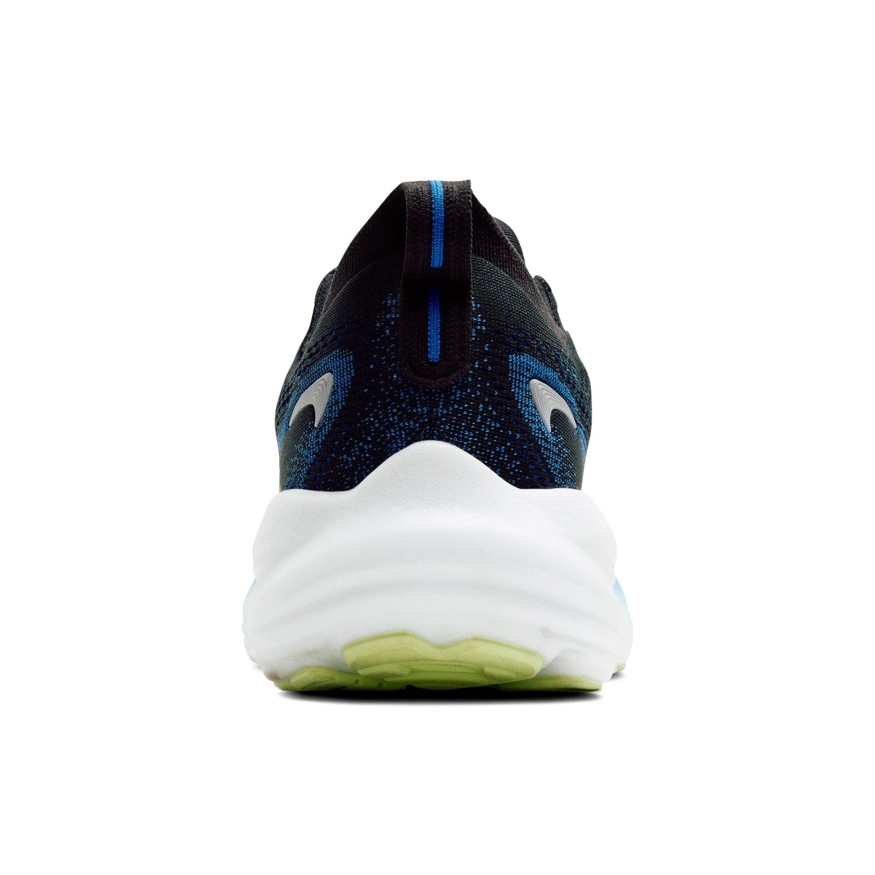 Brooks Glycerin 22 men's running shoe in black with cobalt blue accents and neo yellow sole