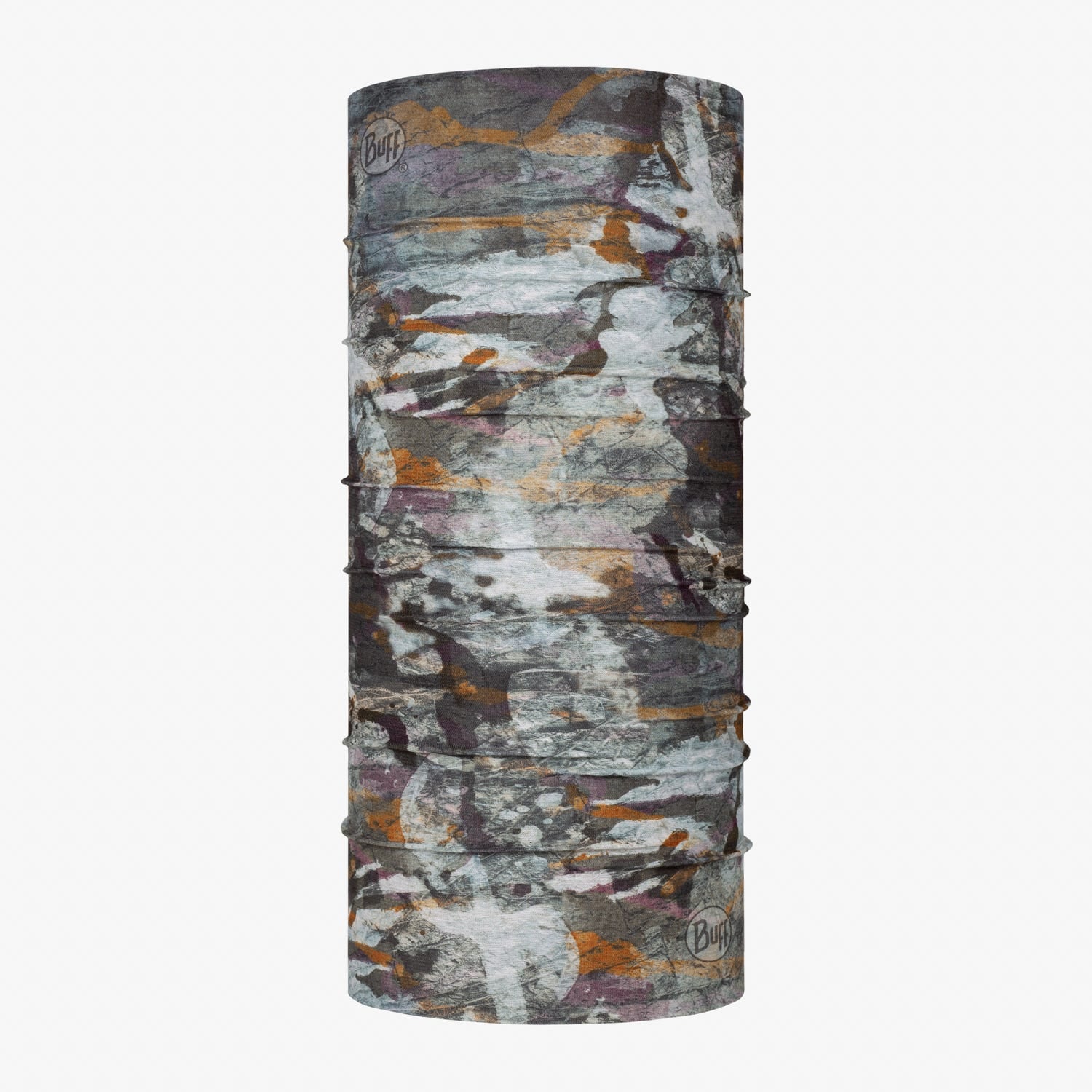 Buff Cool Net UV+ tubular neck gaiter in Zeogrey stone pattern