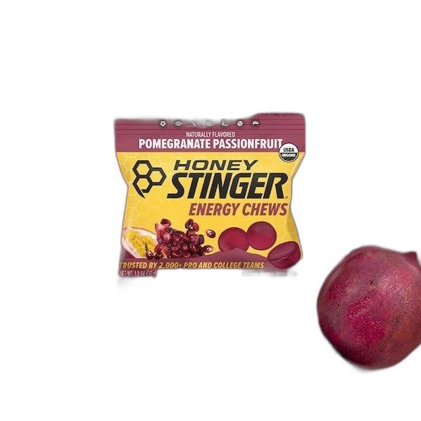 Honey Stinger Organic Energy Chews - Pomegranate, Passion Fruit, Box of 12 single