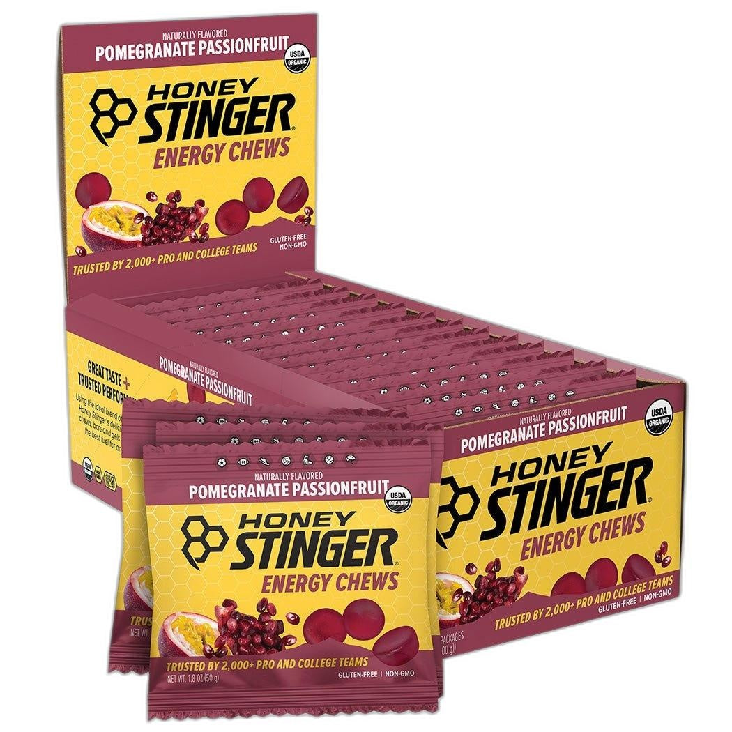 Honey Stinger Organic Energy Chews - Pomegranate, Passion Fruit, Box of 12 single