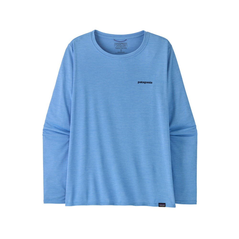 W's L/S Cap Cool Daily Graphic Shirt - Waters Fitz Roy Trout: Abundant Blue X-Dye S