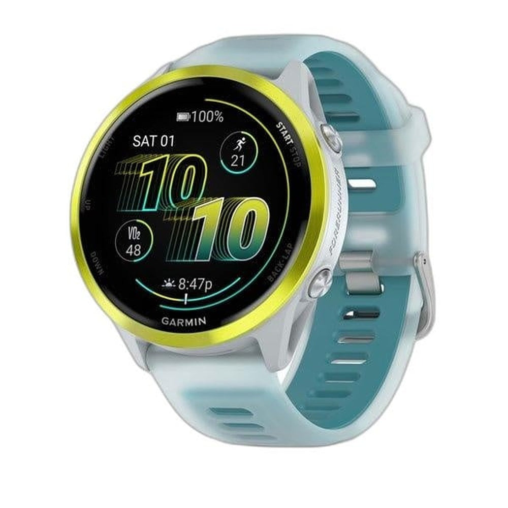 Garmin Forerunner® 570 - 47mm Amp Yellow Aluminum with Translucent Whitestone/Turquoise Band