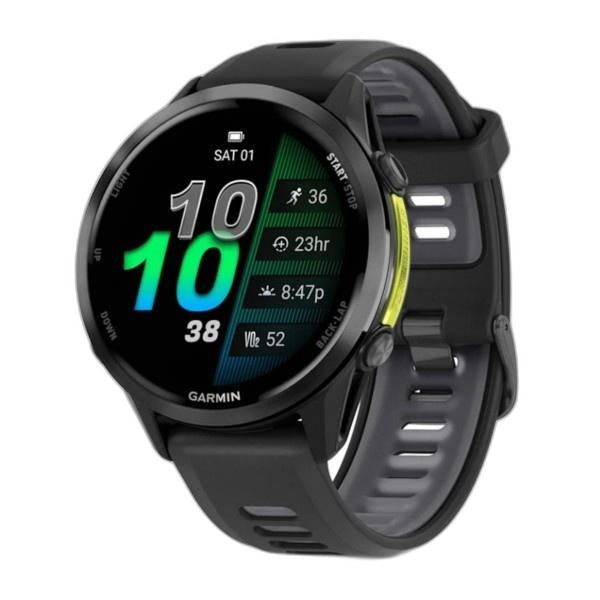 Garmin Forerunner® 970 Carbon Gray DLC Titanium with Black Case and Black/Translucent Whitestone Band