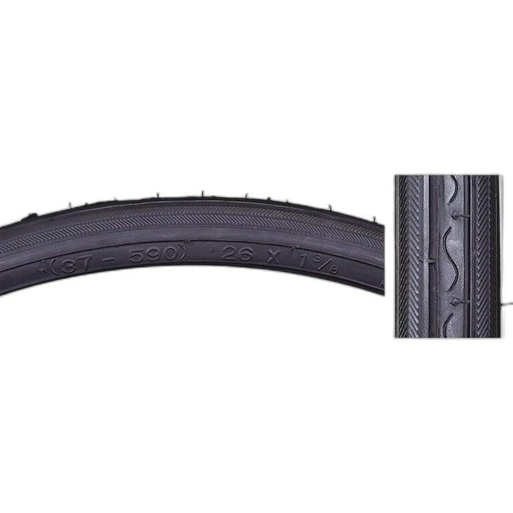 TIRE SUNLT 26x1-3/8 BK/BK RD K40 WIRE