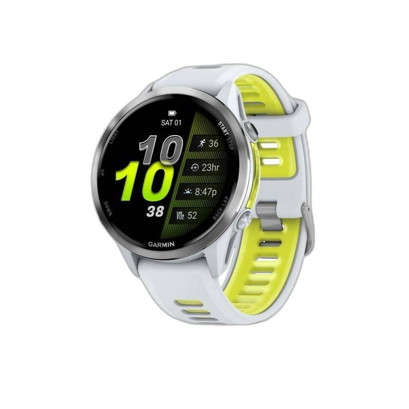 Garmin Forerunner® 970 Titanium with Whitestone Case and Whitestone/Translucent Amp Yellow Band