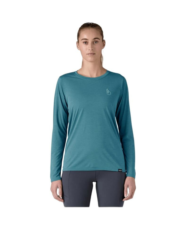 W's L/S Cap Cool Daily Graphic Shirt - Waters Swelldrifter: Wetland Blue X-Dye M