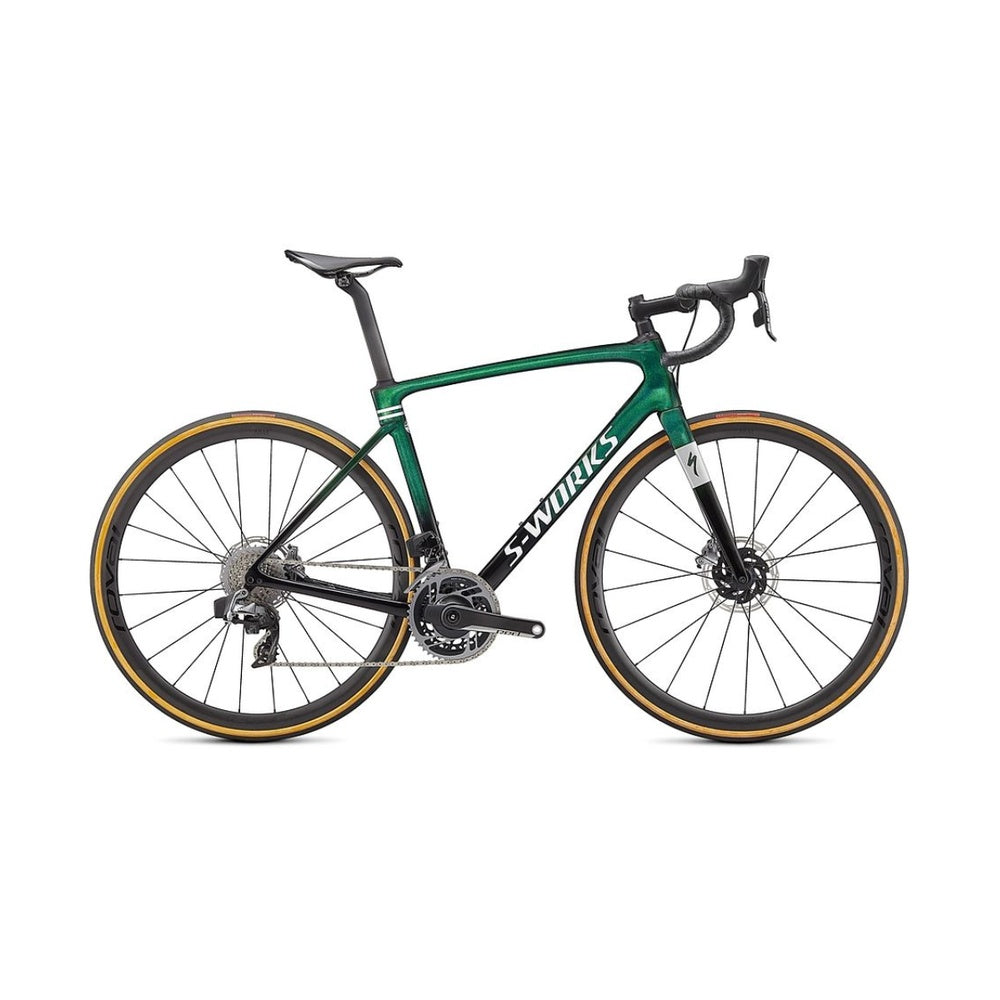 Specialized S-Works Roubaix – SRAM Red eTAP AXS  Gloss Green Tint/Spectraflair/Satin Flake Silver 54
