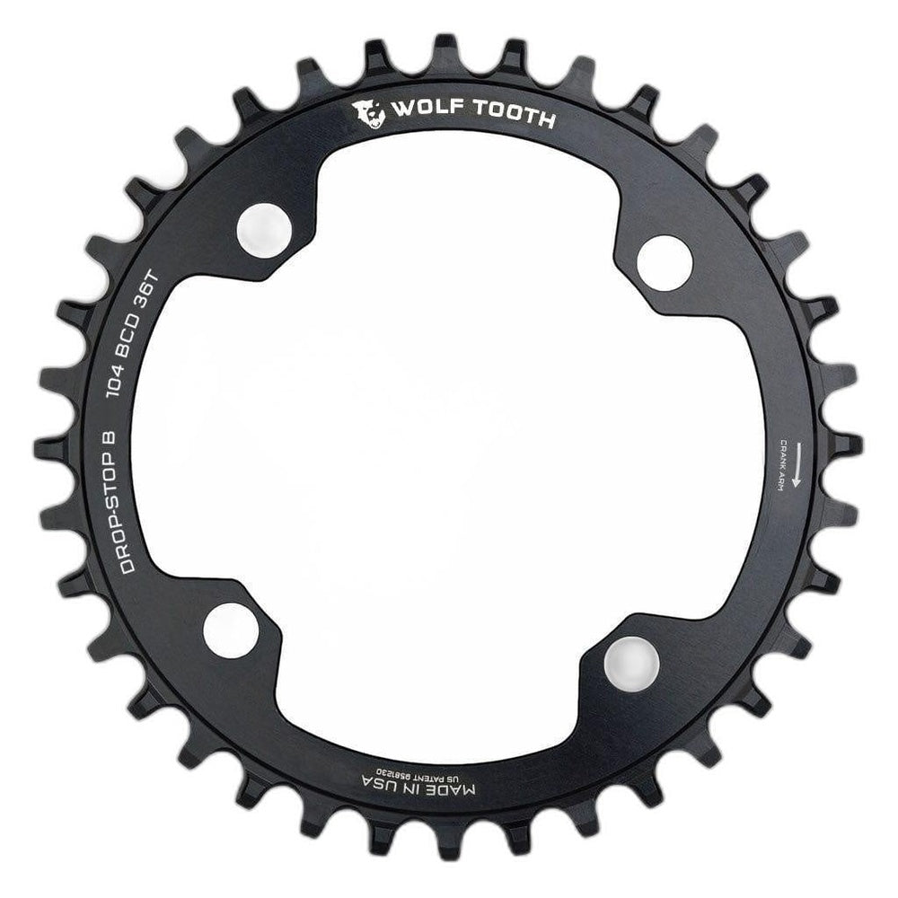 Wolf Tooth 104 BCD Chainring - 36t, 104 BCD, 4-Bolt, Drop-Stop B, Black