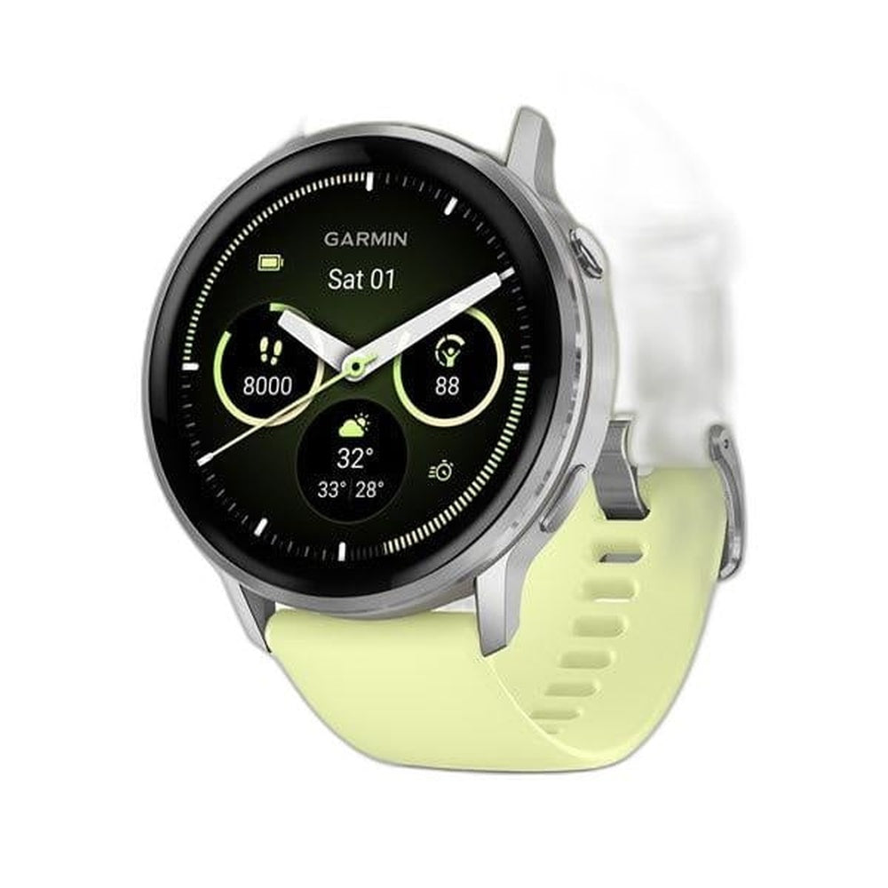 Garmin Venu® 4 – 45 mm Silver with Citron Silicone band