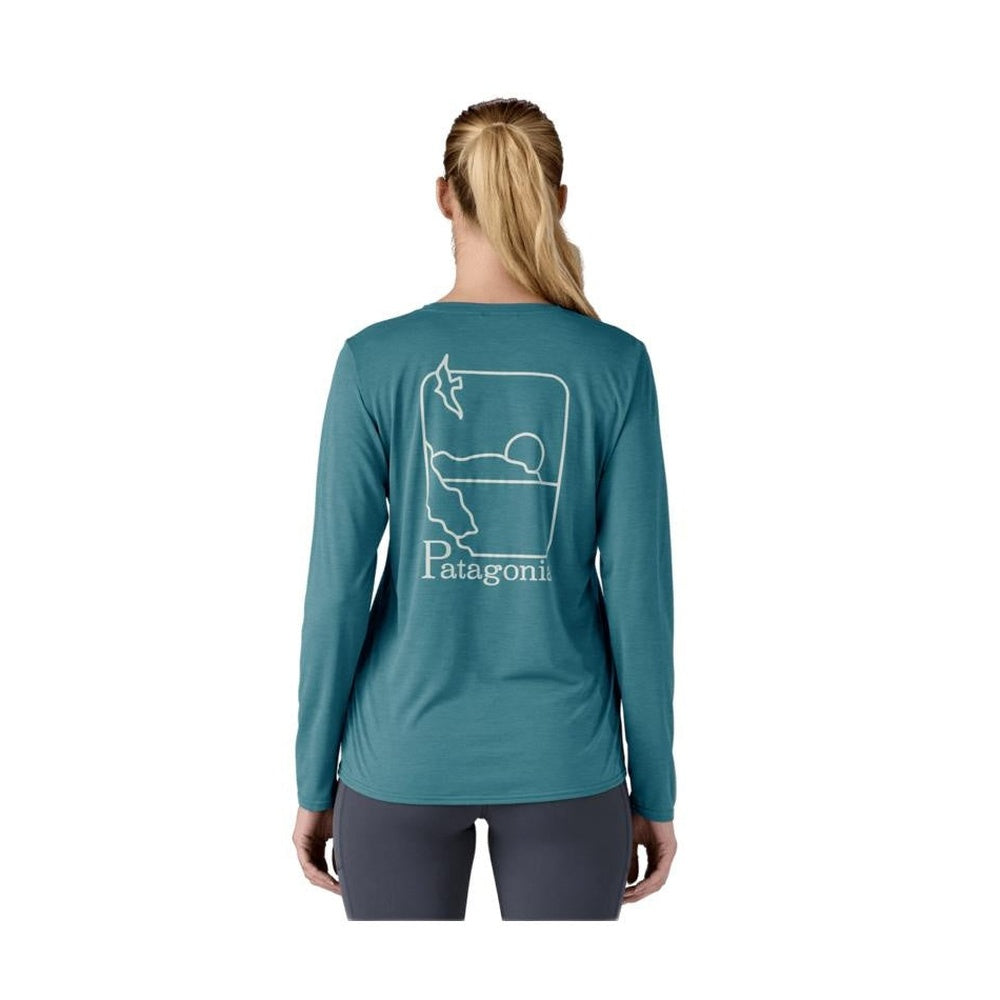 W's L/S Cap Cool Daily Graphic Shirt - Waters Swelldrifter: Wetland Blue X-Dye M