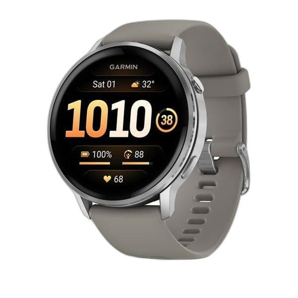 Garmin Venu® 4 – 45 mm Silver with Silver Gray Silicone Band