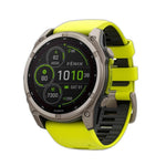 Garmin fēnix 8 – 51 mm, Solar Sapphire, Titanium with Amp Yellow/Graphite Silicone Band
