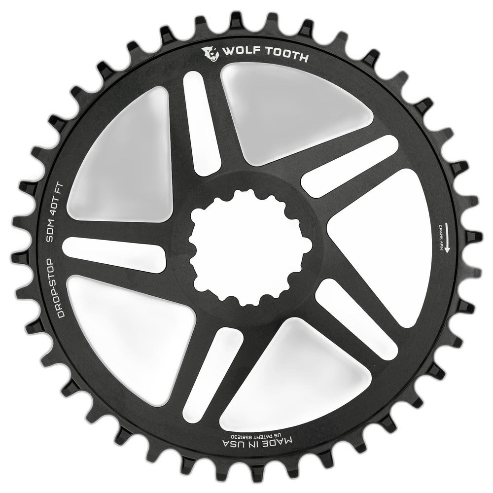 Wolf Tooth 42T Sram Direct Mount 3-Bolt 6mm Offset Drop Stop Flattop Compatible Black Chainring
